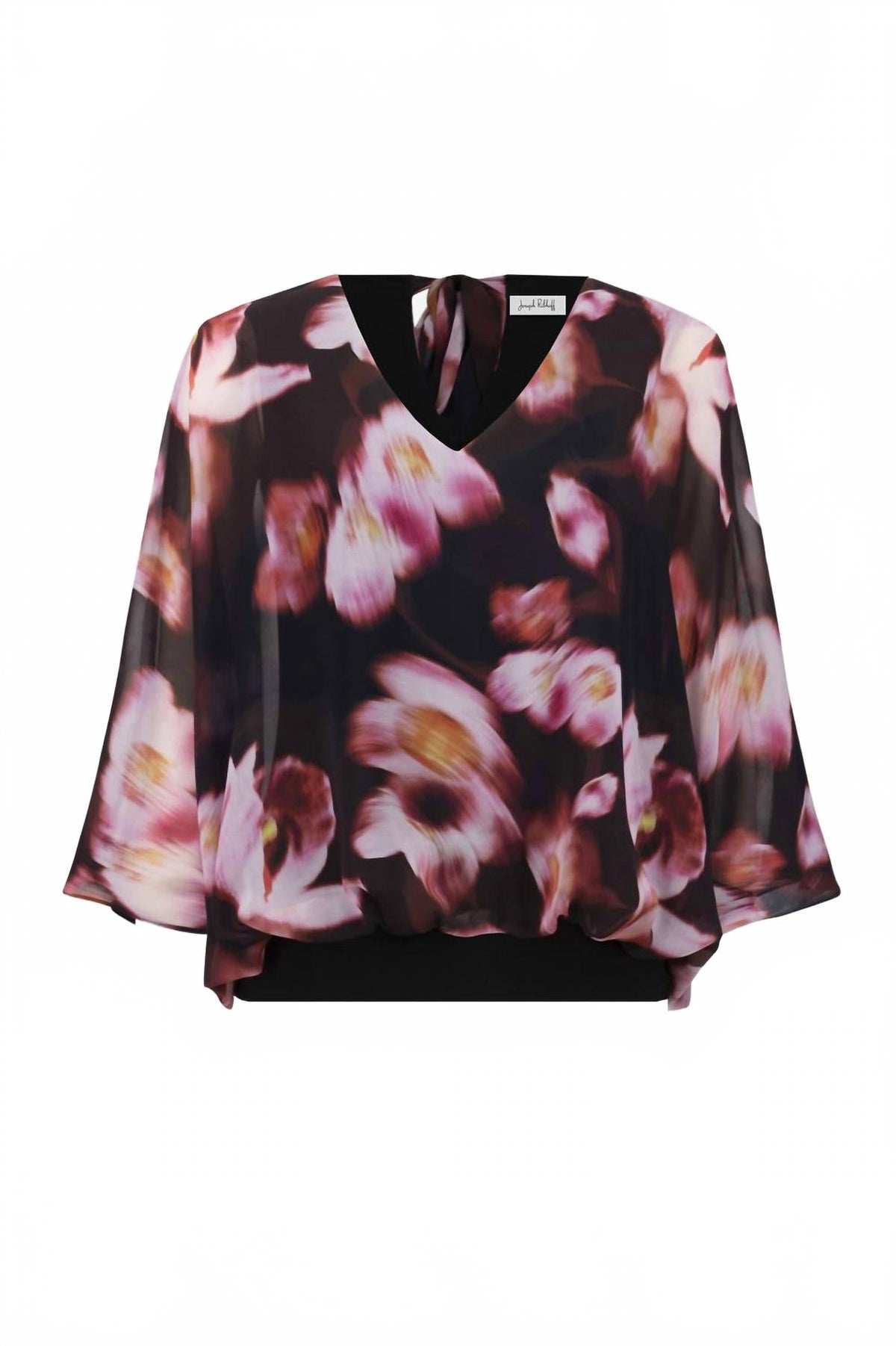 Top de gasa con estampado floral color negro