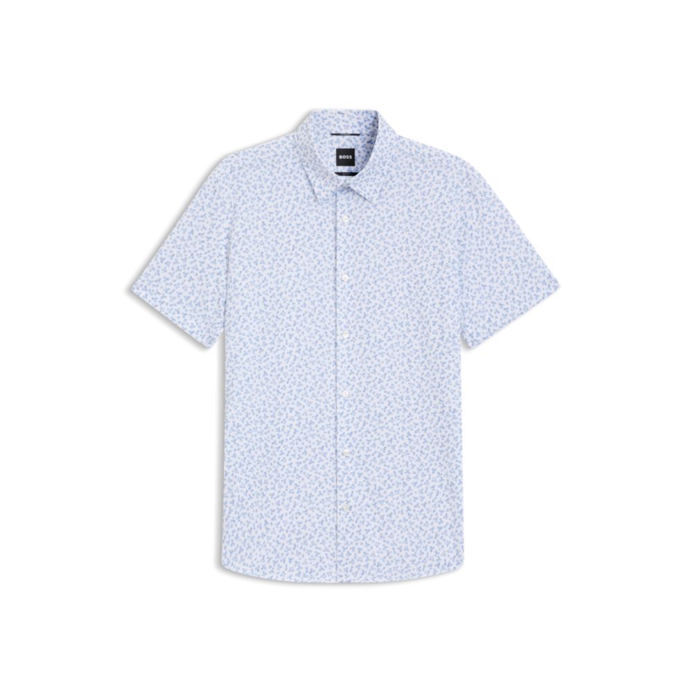 Camisa de mezcla de algodón de corte ajustado con estampado
