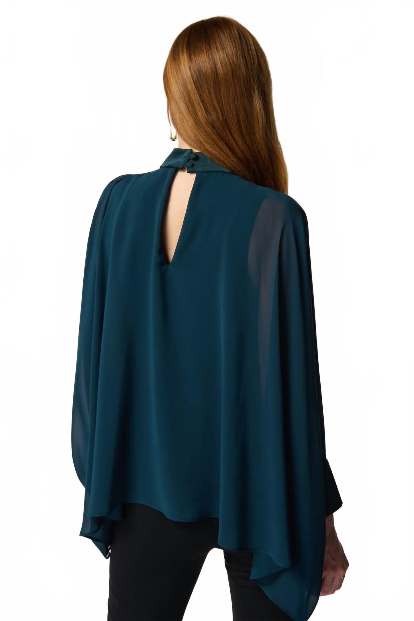 Top de gasa con cuello alto color verde