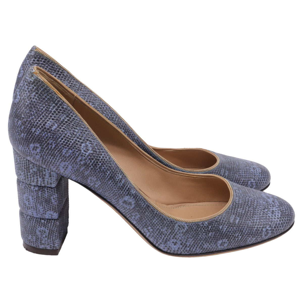 Tacones de cuero color azul