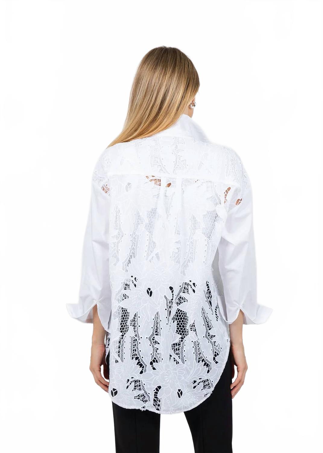 Blusa de algodón con bordado color blanco