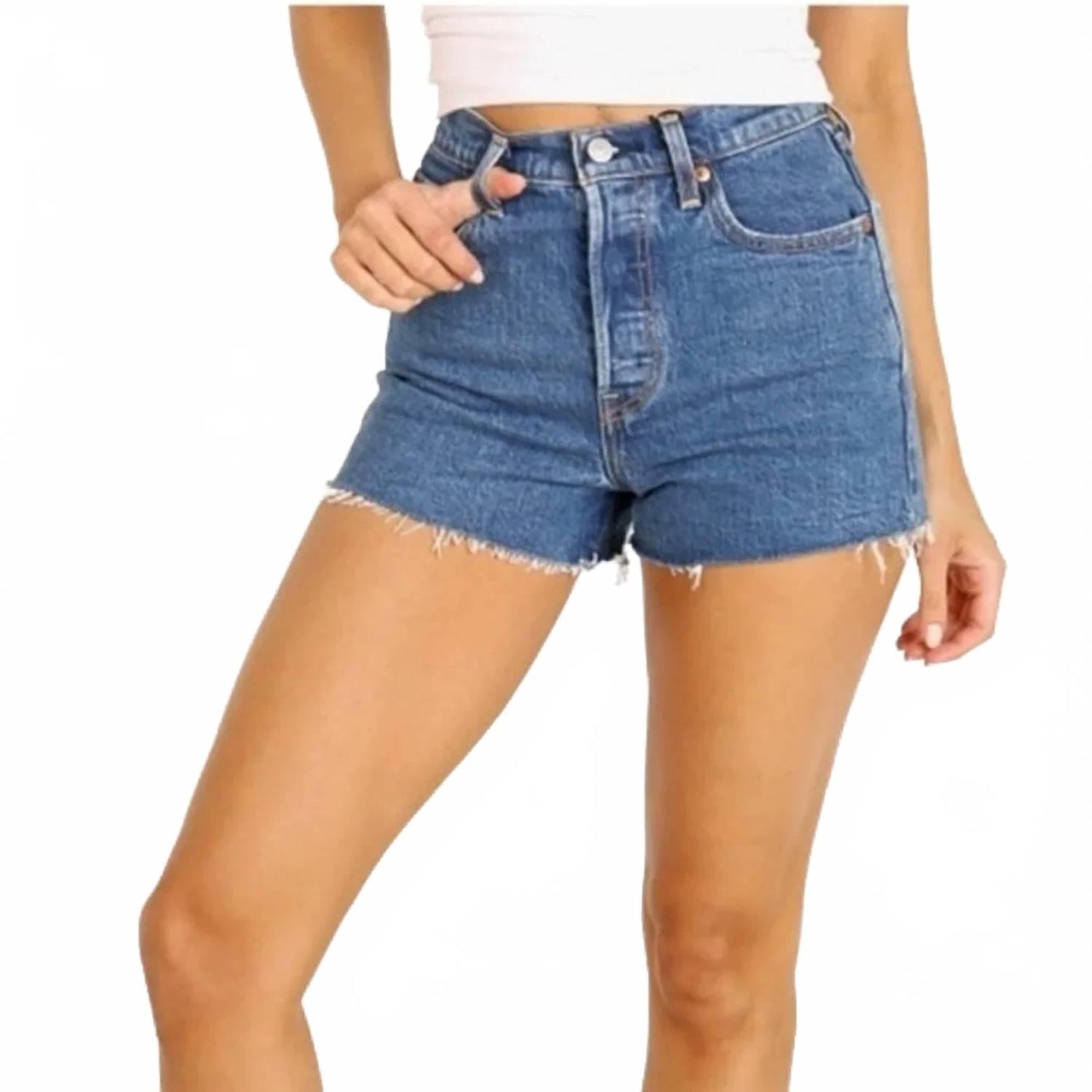 Short de corte recto color azul