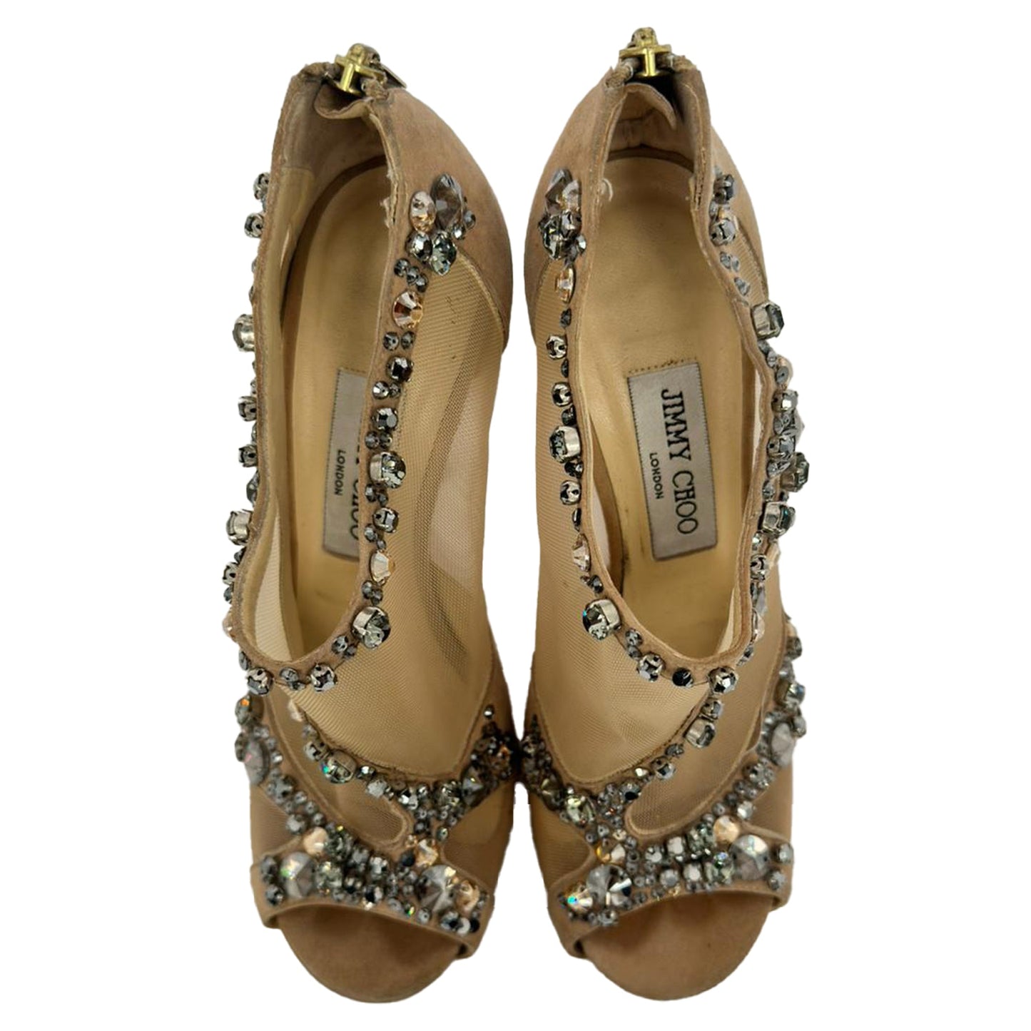 Tacones de gamuza color beige
