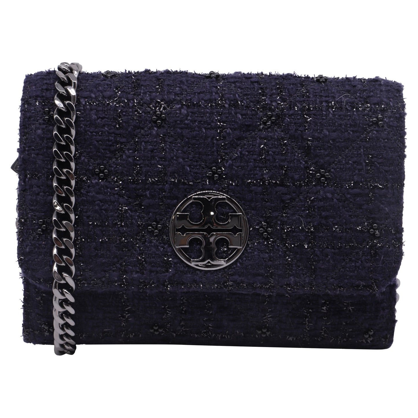 Bolso de hombro de lana color azul marino