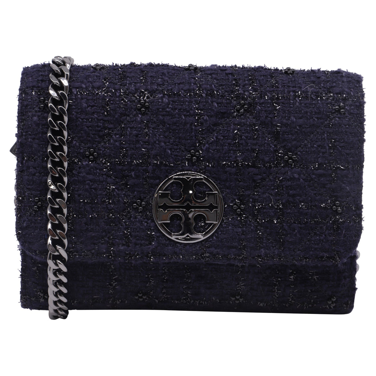 Bolso de hombro de lana color azul marino