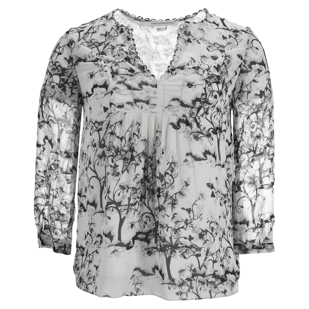 Blusa de seda con estampado floral color blanco