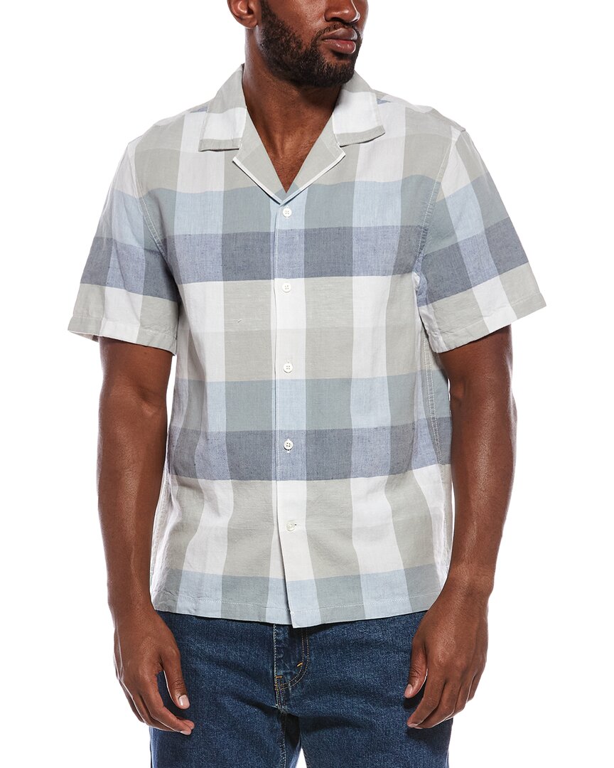 Camisa de mezcla de lino de manga corta