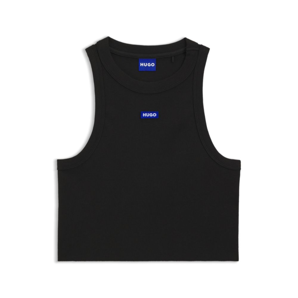 Camiseta sin mangas de algodón con tejido acanalado