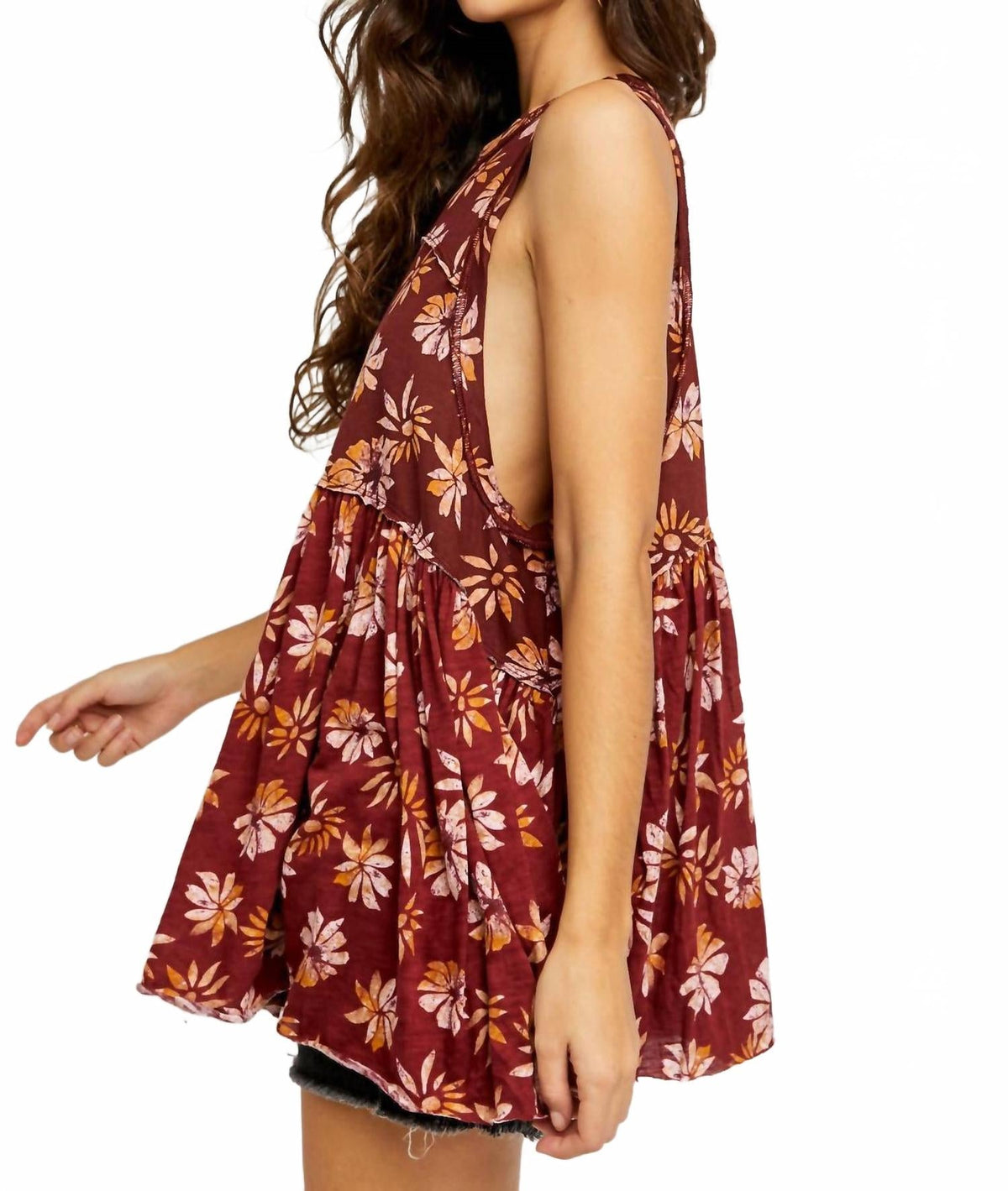 Camiseta sin mangas con estampado floral