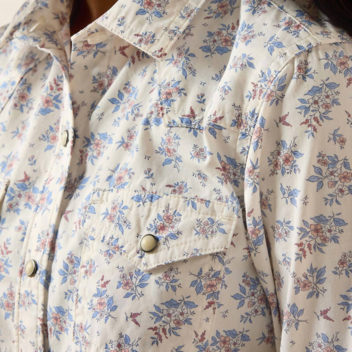 Camisa para niña de manga larga con estampado floral multicolor