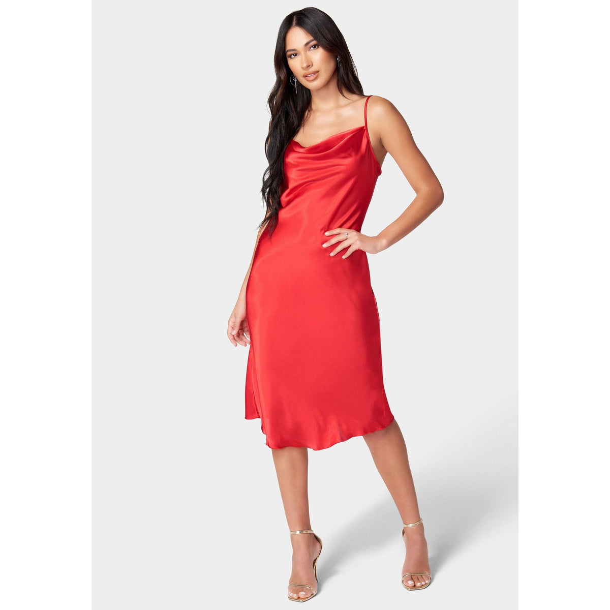 Vestido de mujer de satén midi