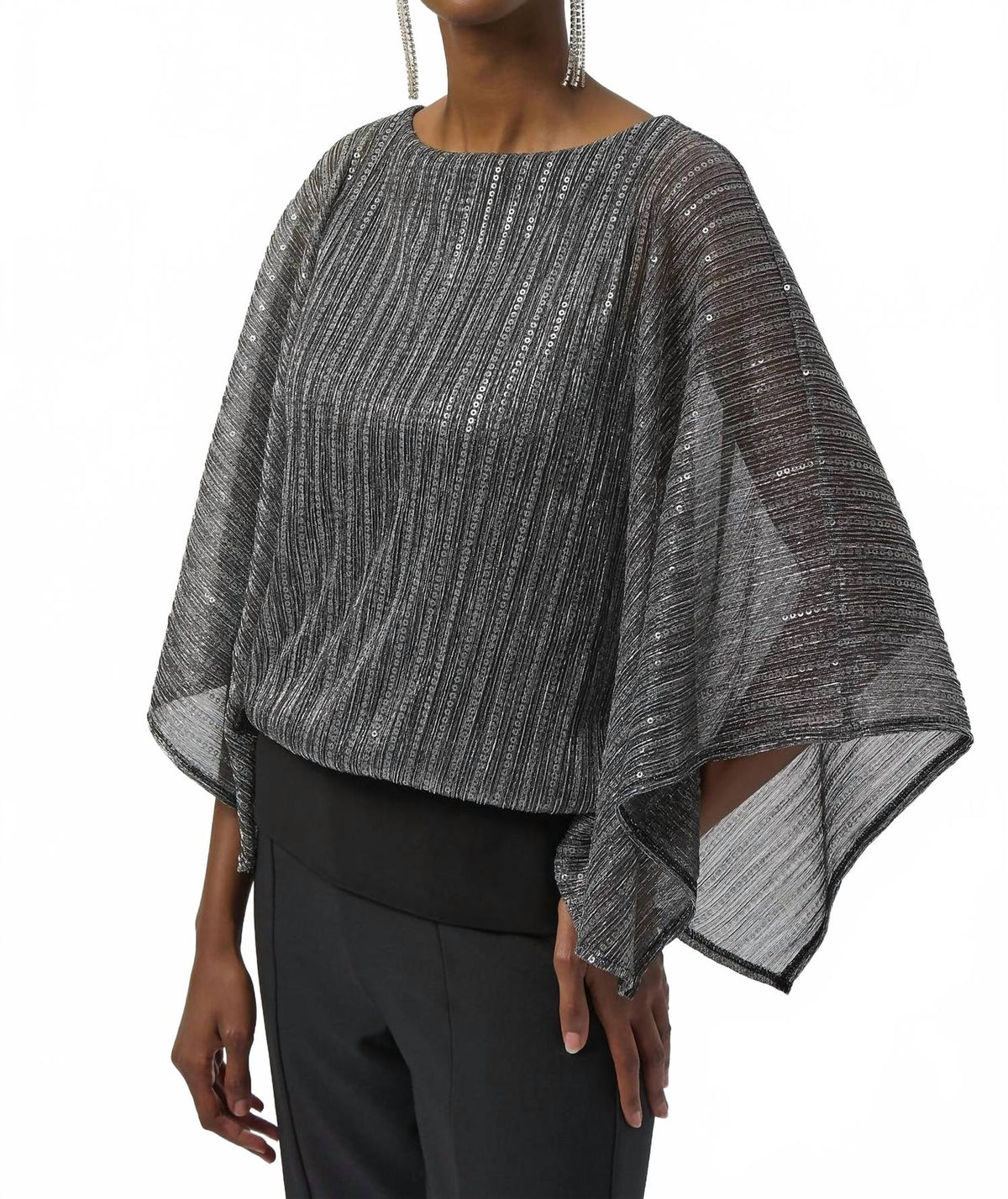 Top con lentejuelas color negro y plateado