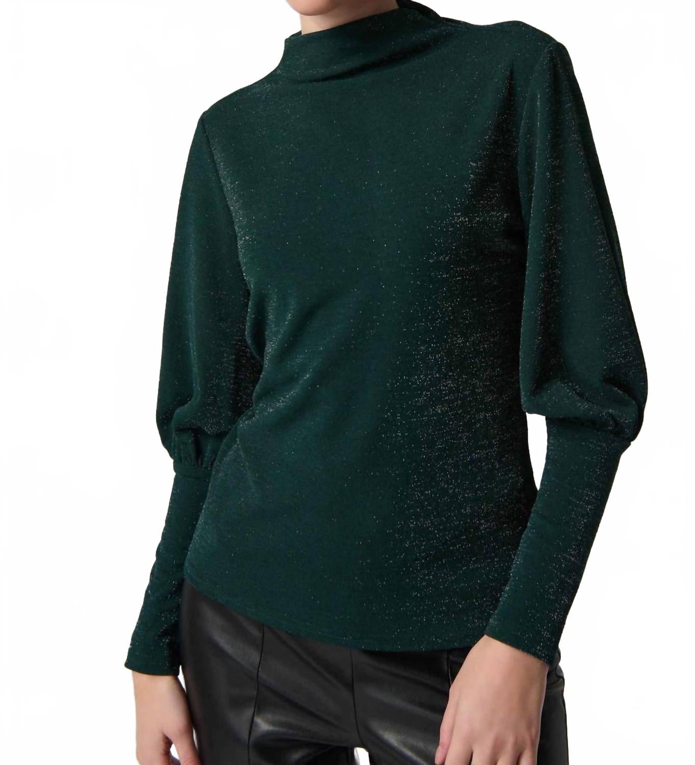 Blusa de manga larga color verde y plateado