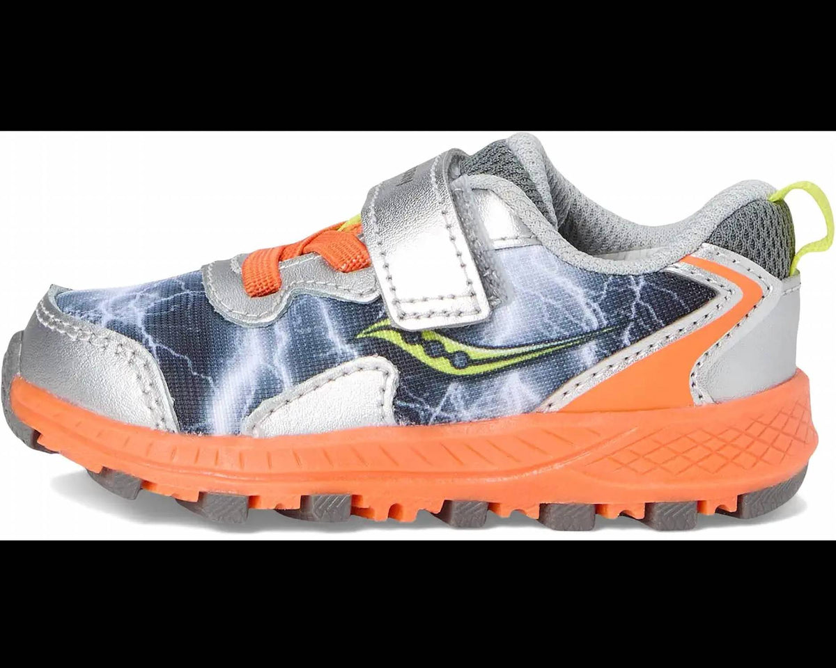 Tenis para niño color gris y naranja