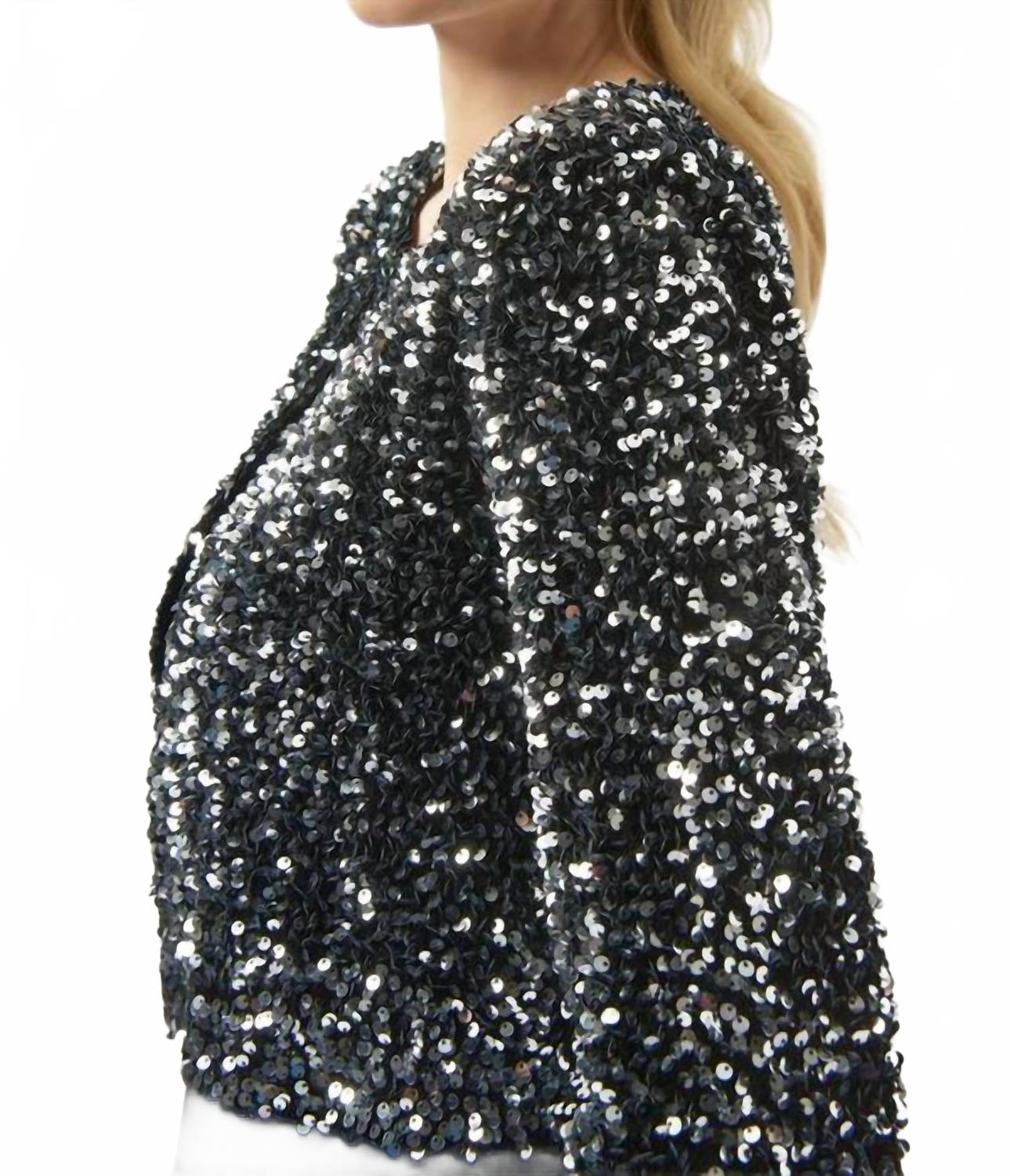 Chaqueta con lentejuelas color negro y plateado