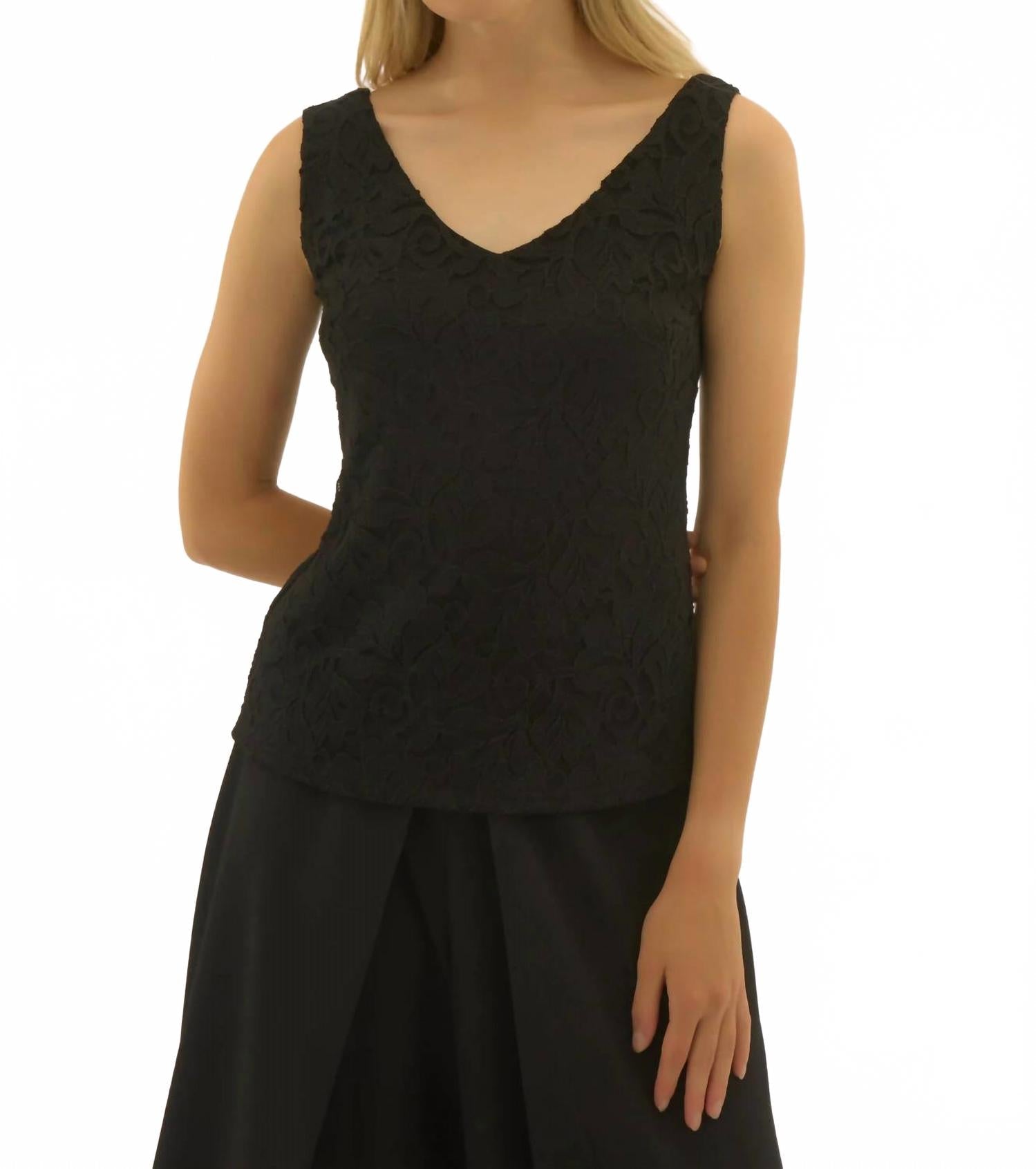 Camiseta sin mangas con cuello en V color negro