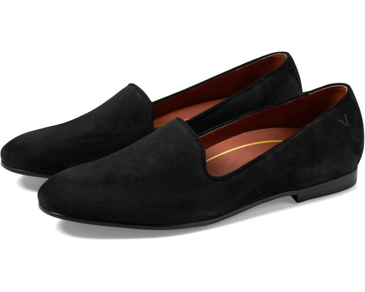 Zapatos planos de mujer de gamuza sin cordones color negro
