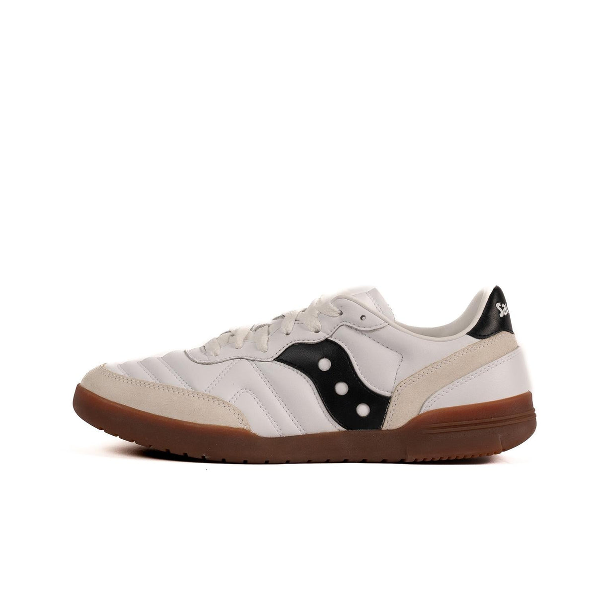 Tenis de hombre de cuero color negro y blanco