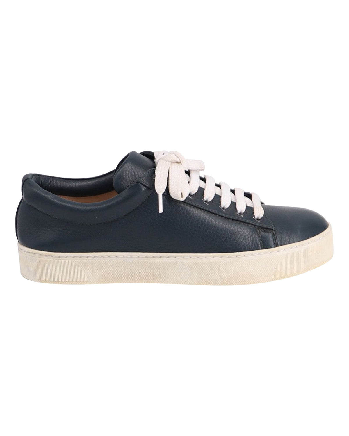 Top de cuero con cordones color azul marino