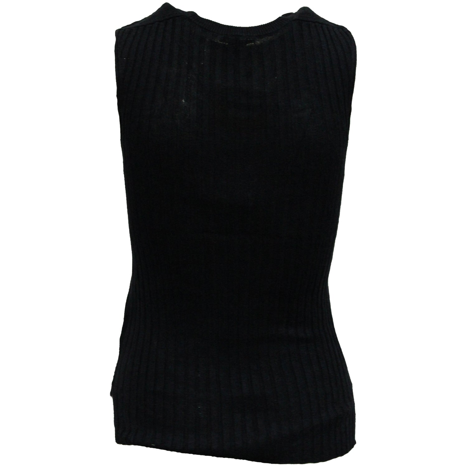Top de lino sin mangas color azul marino