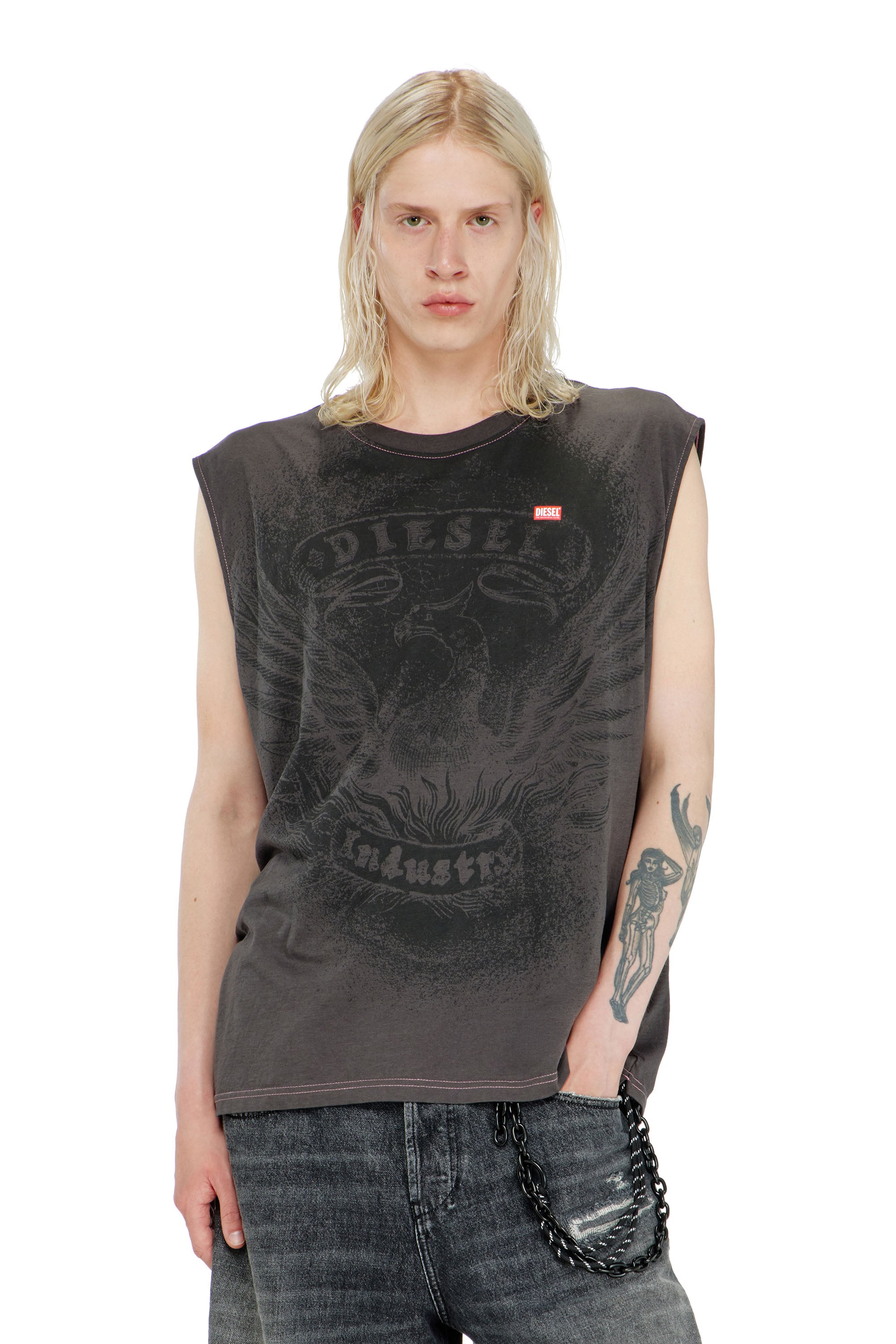 Top de algodón sin mangas con estampado