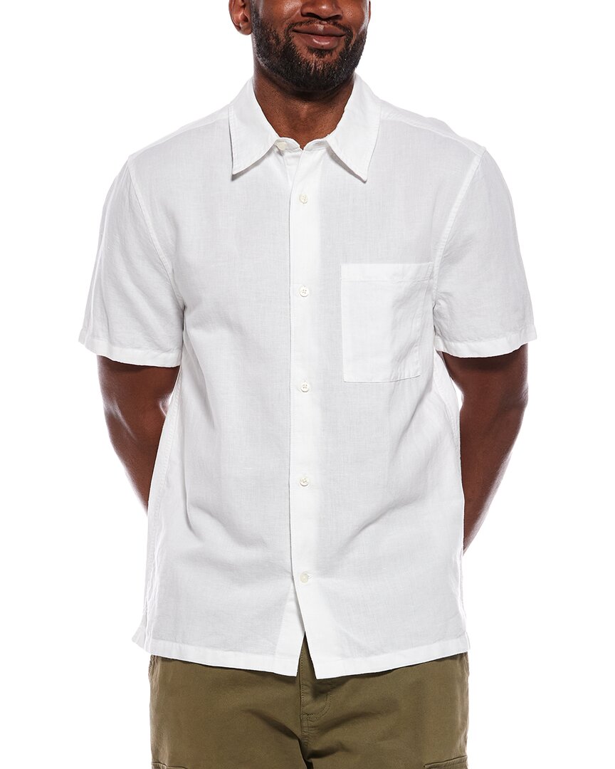 Camisa de mezcla de lino de manga corta