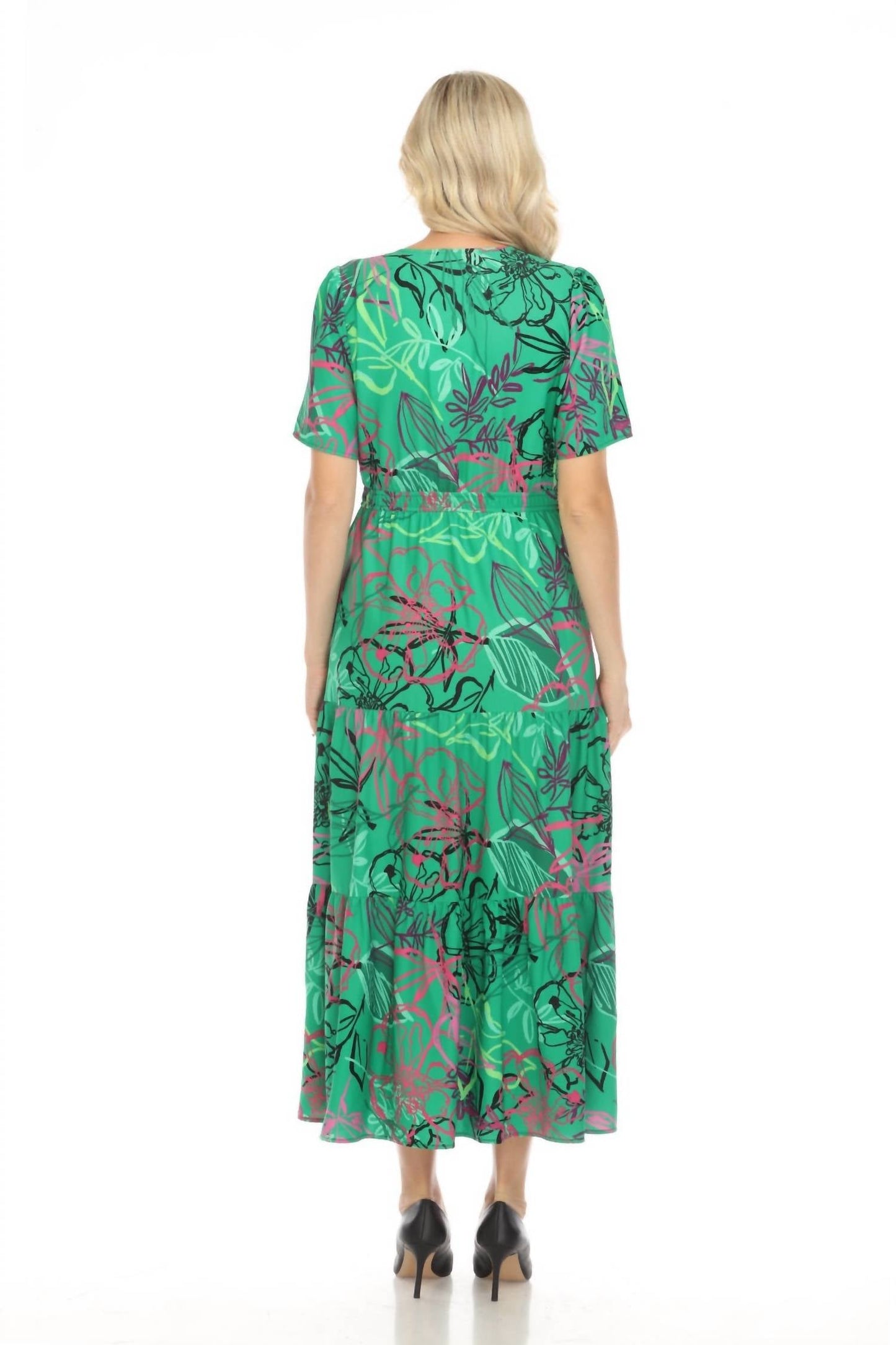 Vestido largo con estampado floral color verde