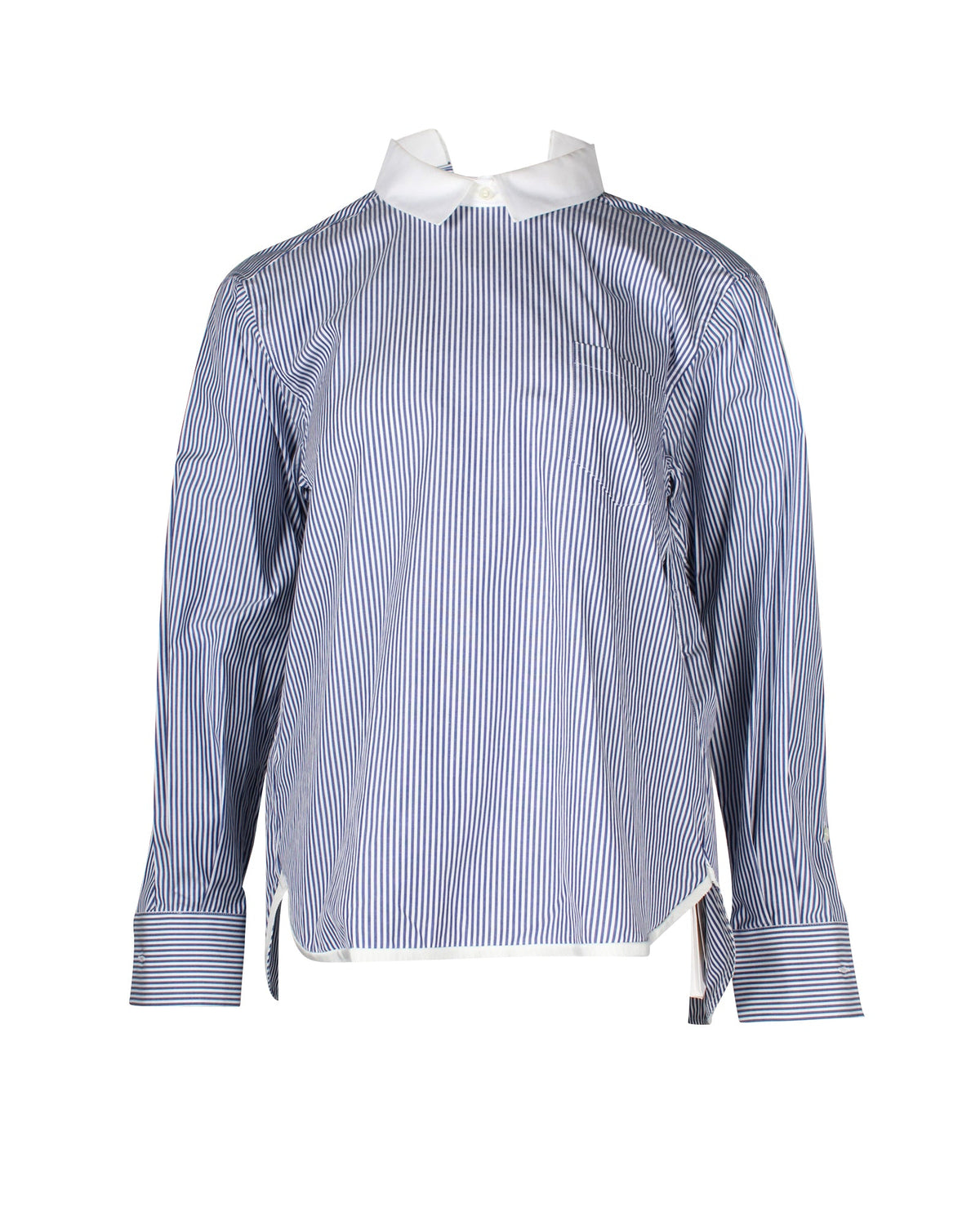 Camisa de algodón a rayas color azul
