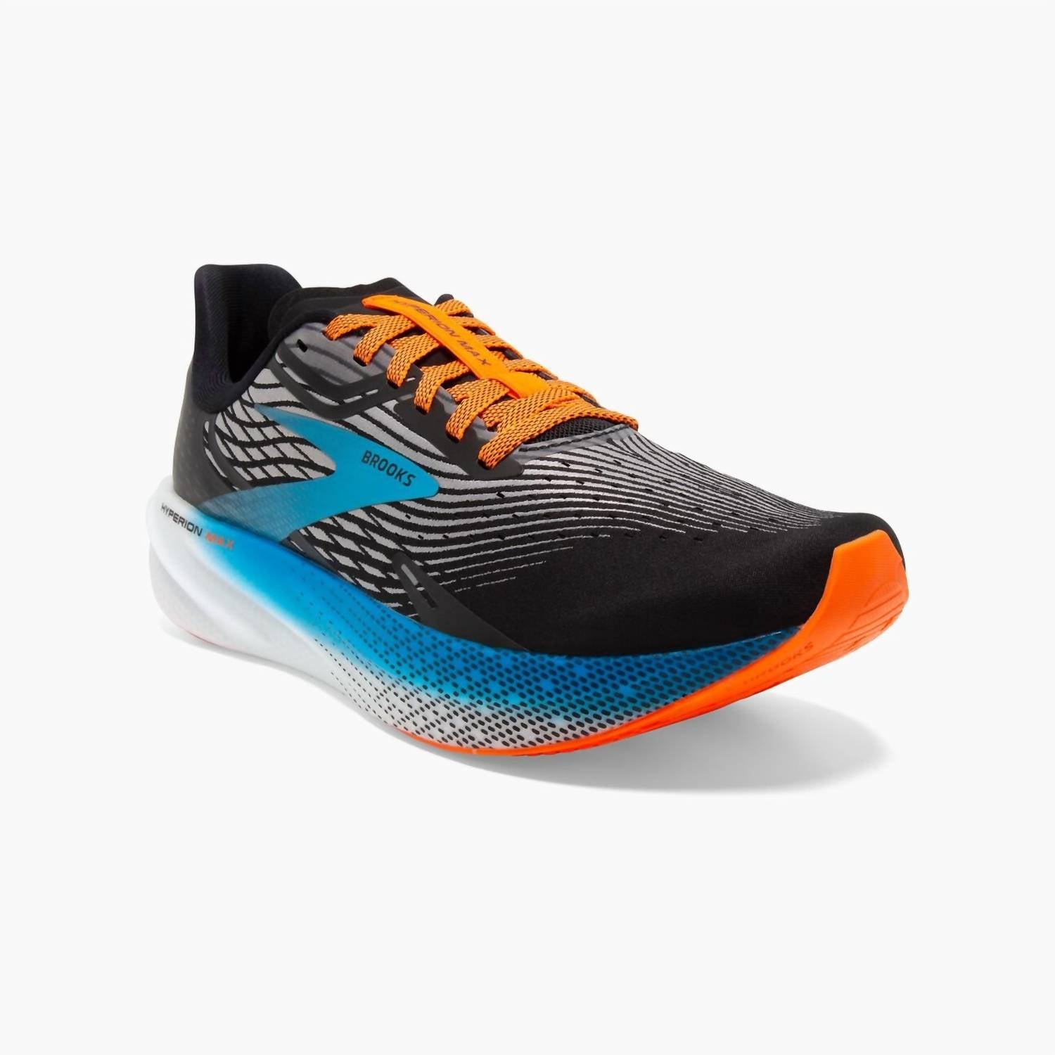 Tenis para correr de hombre color negro y gris y naranja