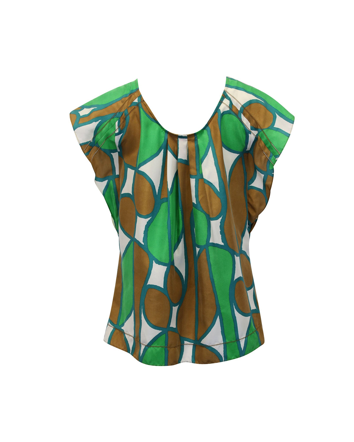 Blusa de seda con estampado color verde