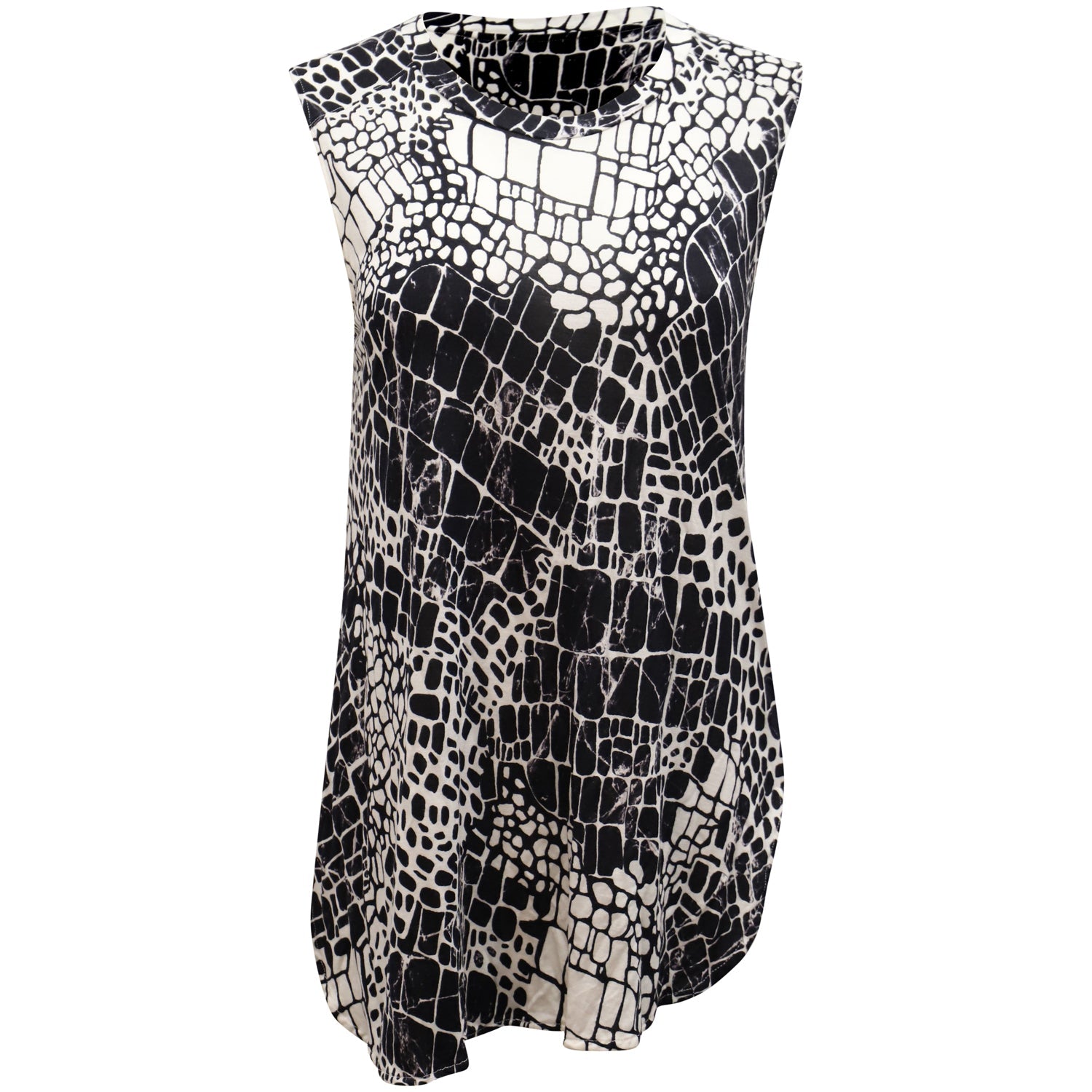 Top sin mangas color negro y blanco