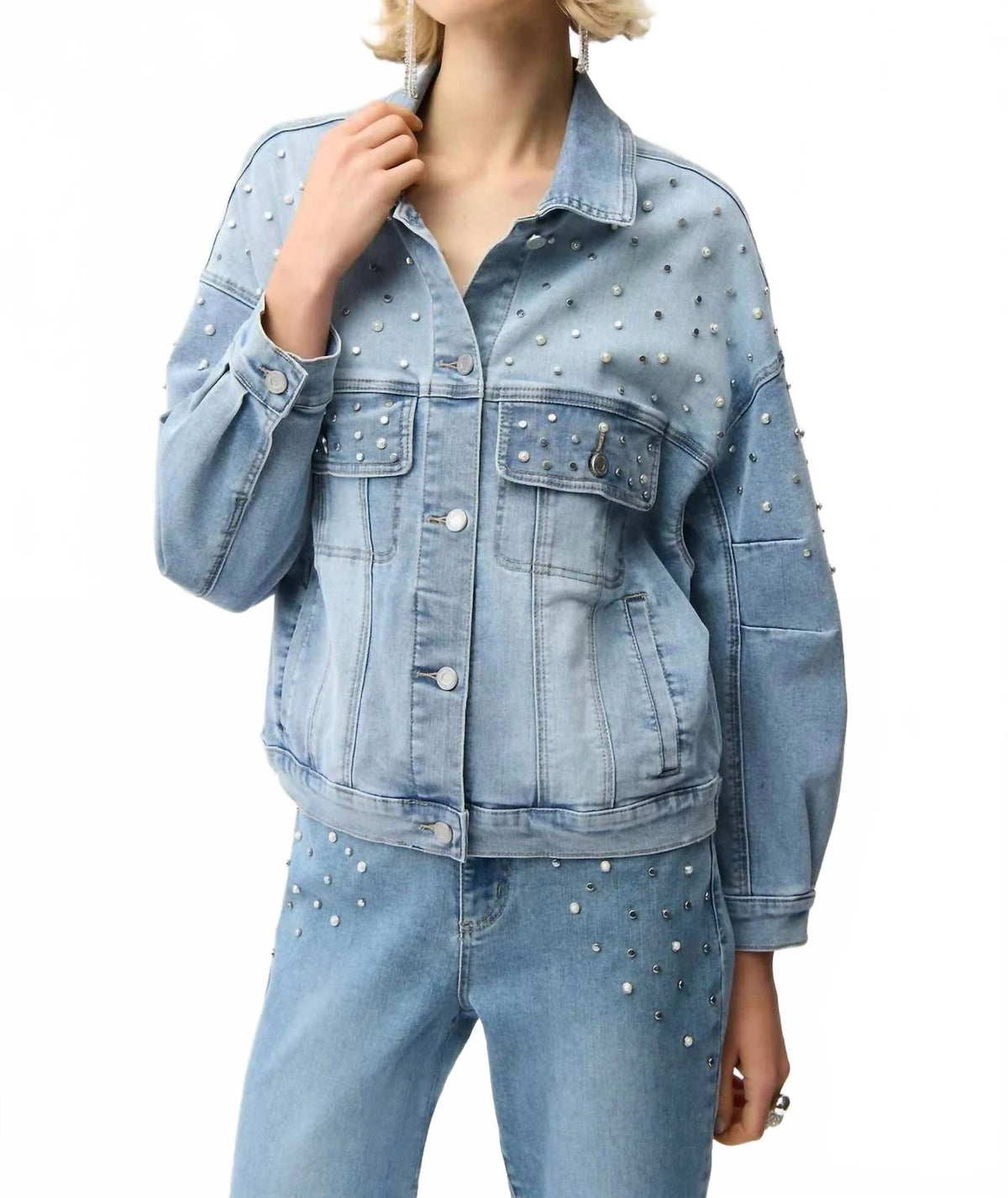 Chaqueta de mezclilla de corte amplio color azul