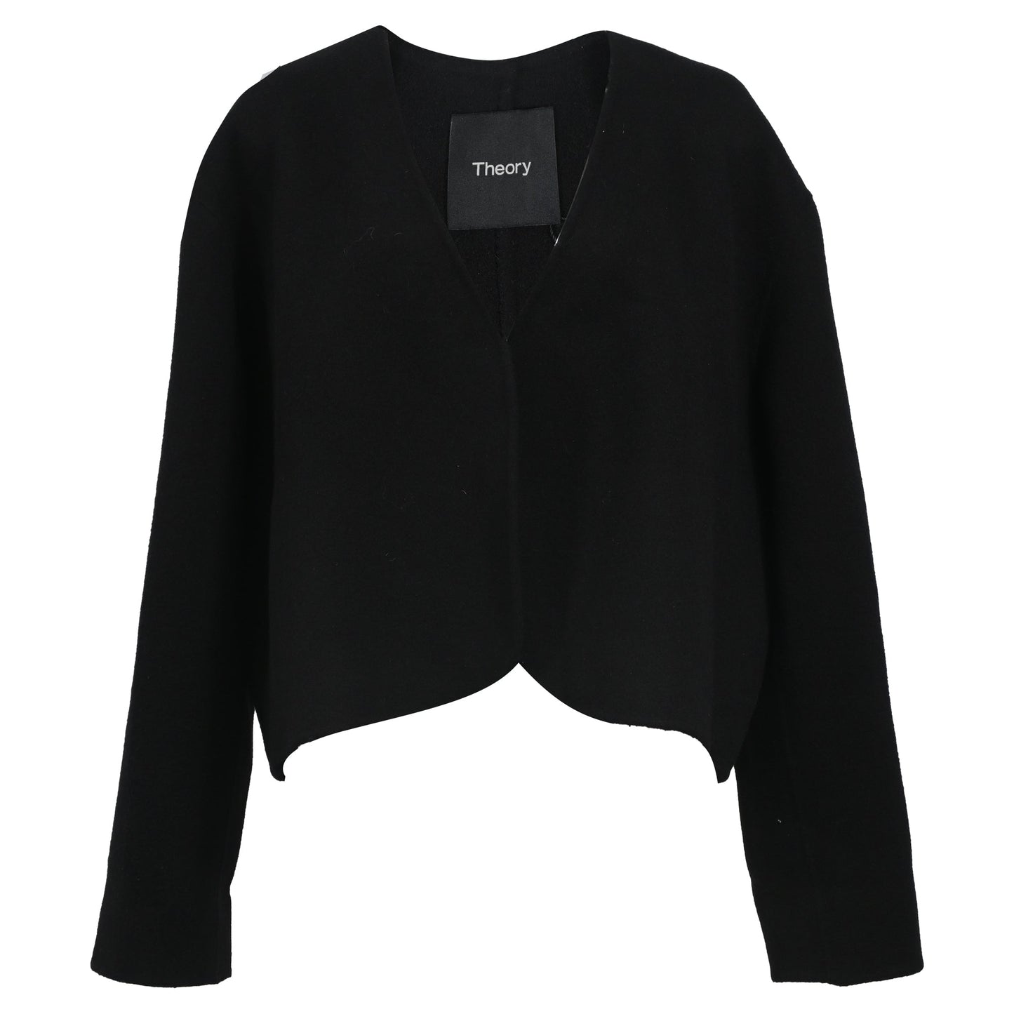 Chaqueta de lana con cuello en V color negro