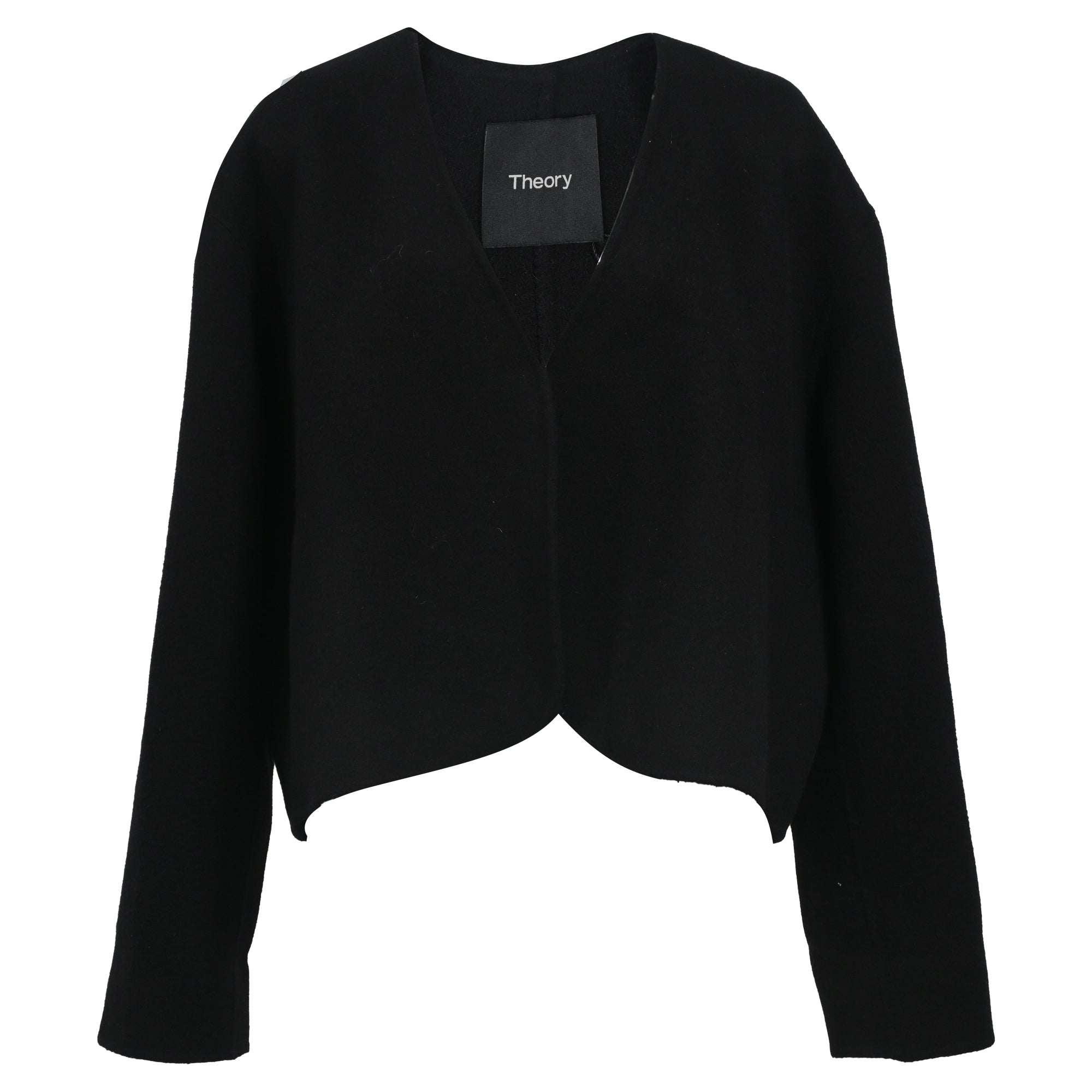 Chaqueta de lana con cuello en V color negro