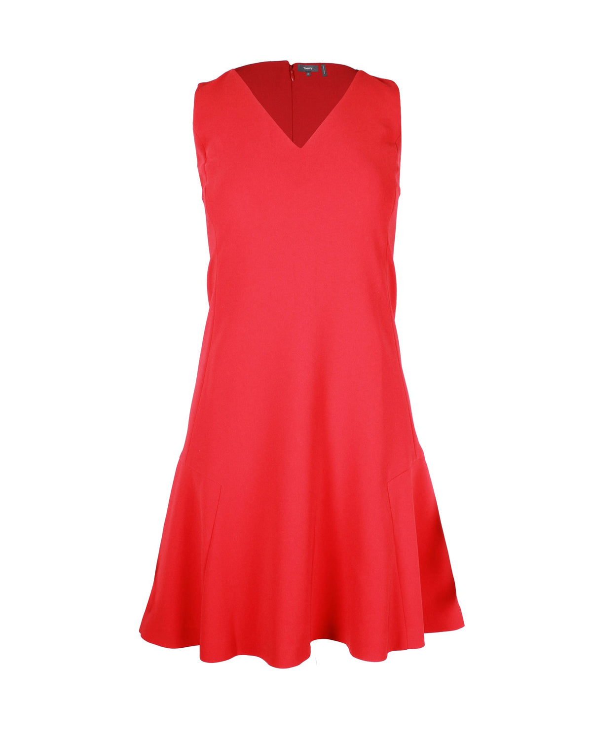 Vestido sin mangas con cuello en V color rojo