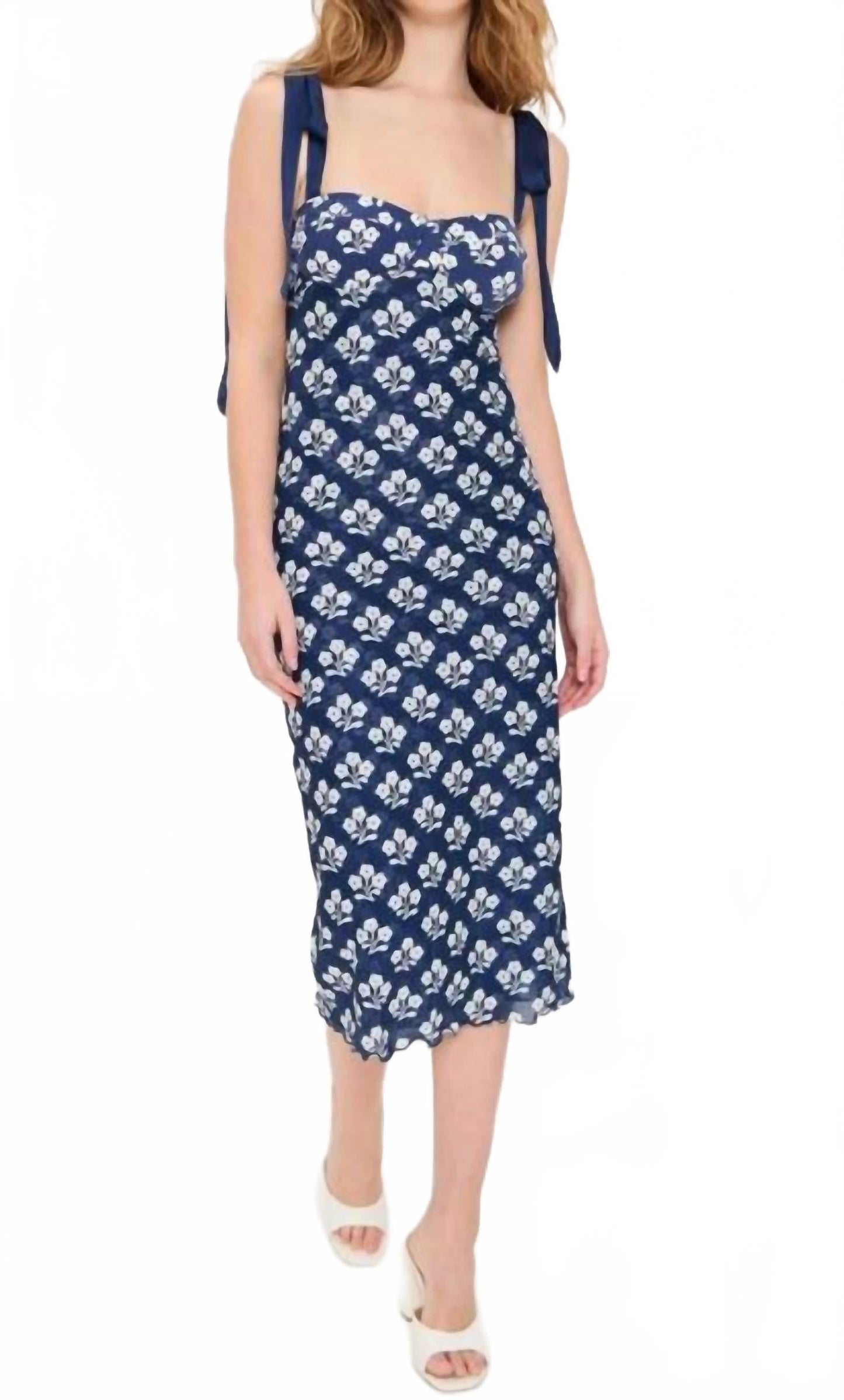 Vestido con estampado color azul marino