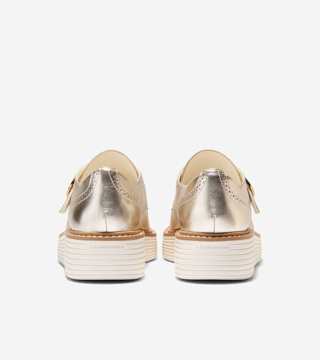 Zapatos de cordones de mujer color dorado