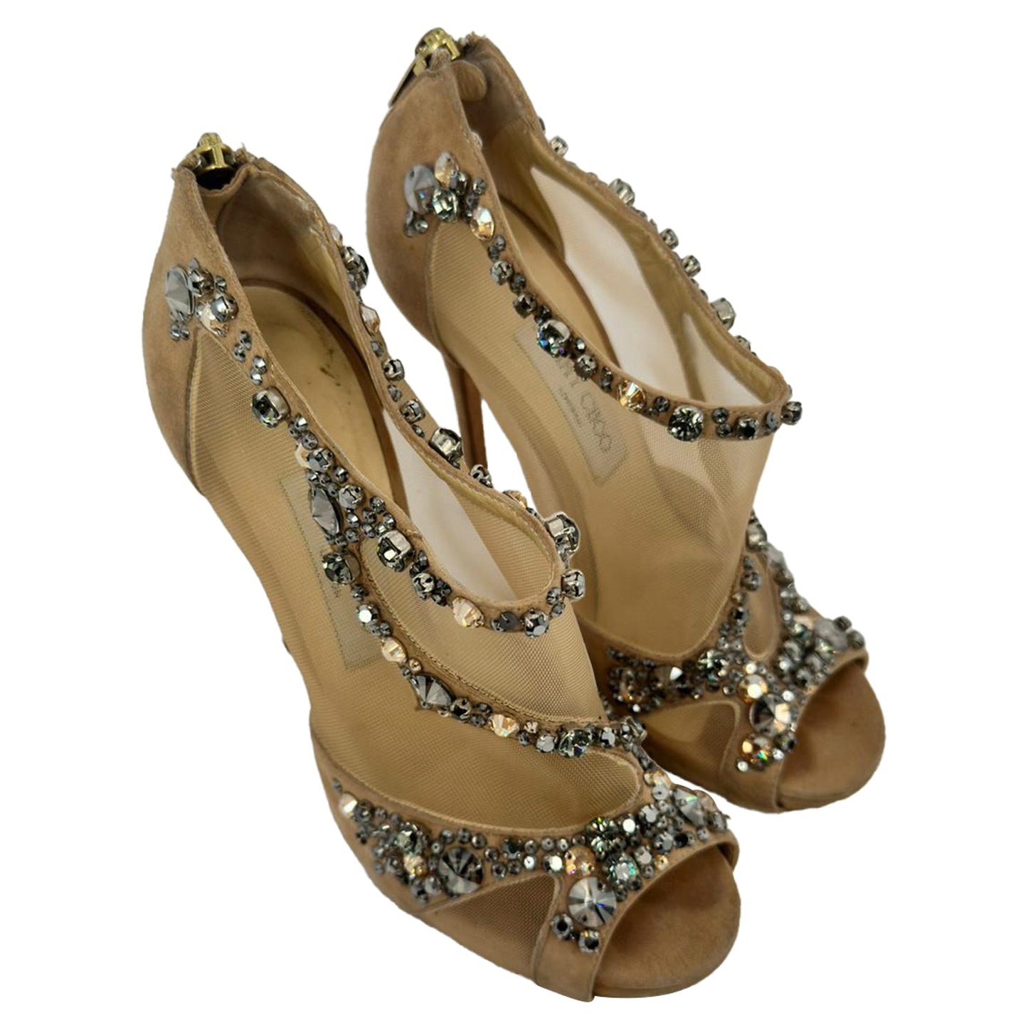 Tacones de gamuza color beige