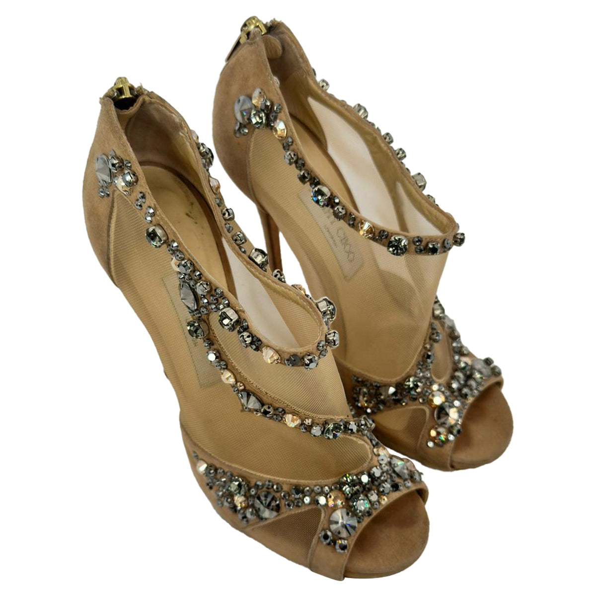 Tacones de gamuza color beige