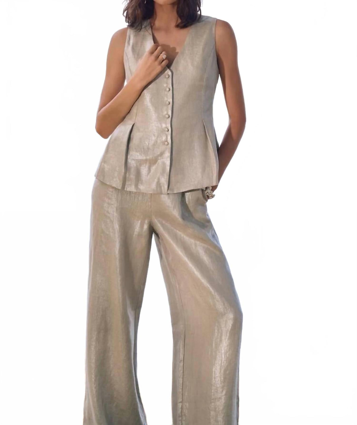 Pantalón de lino de pierna ancha