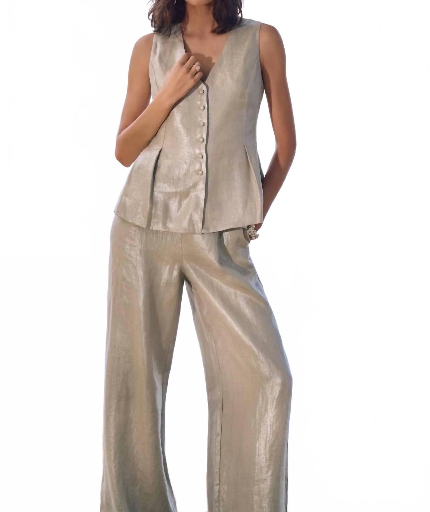 Pantalón de lino de pierna ancha