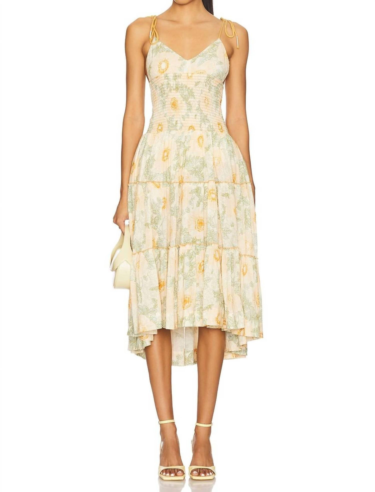 Vestido midi color marfil
