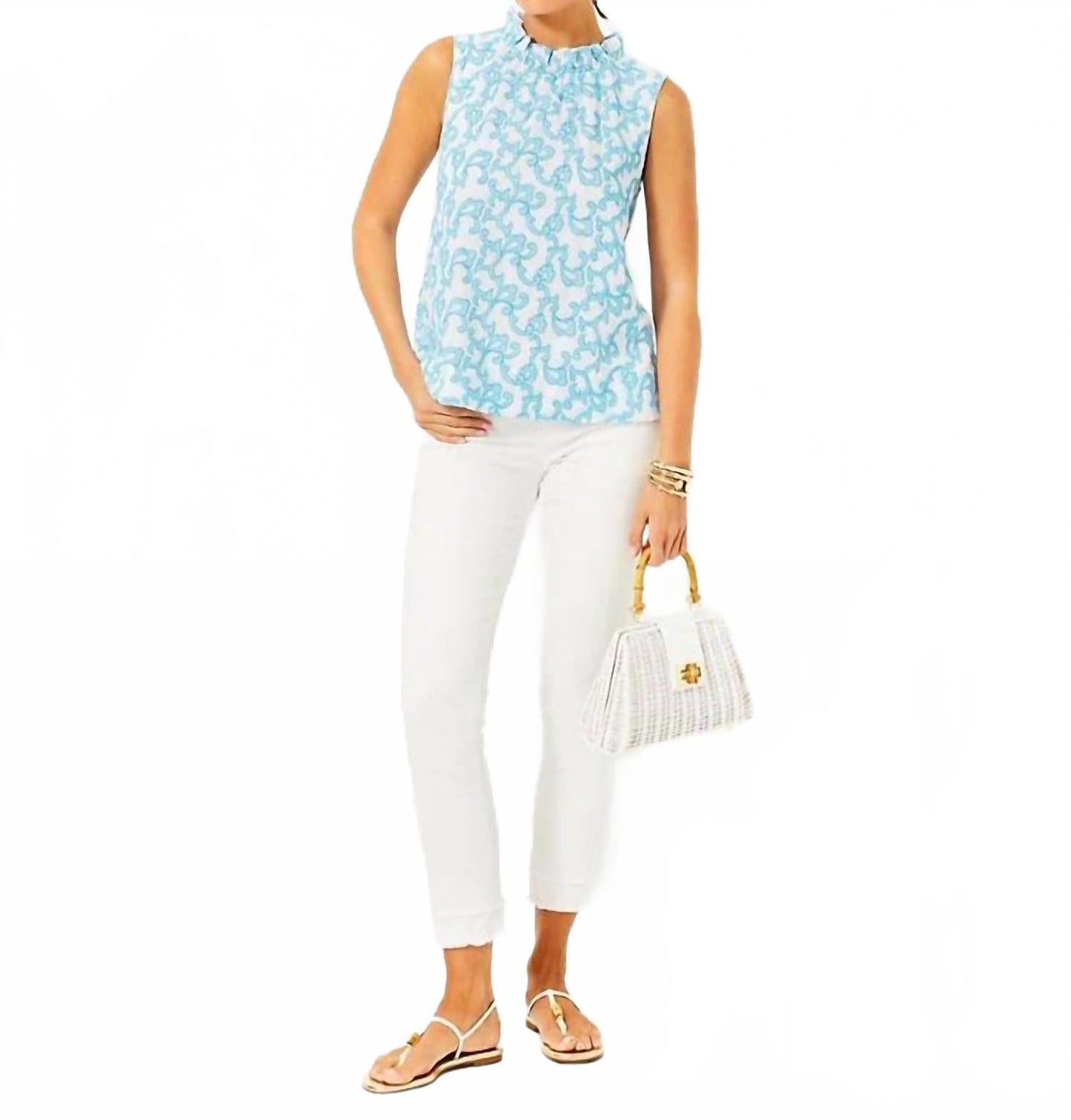 Top con bordado color azul
