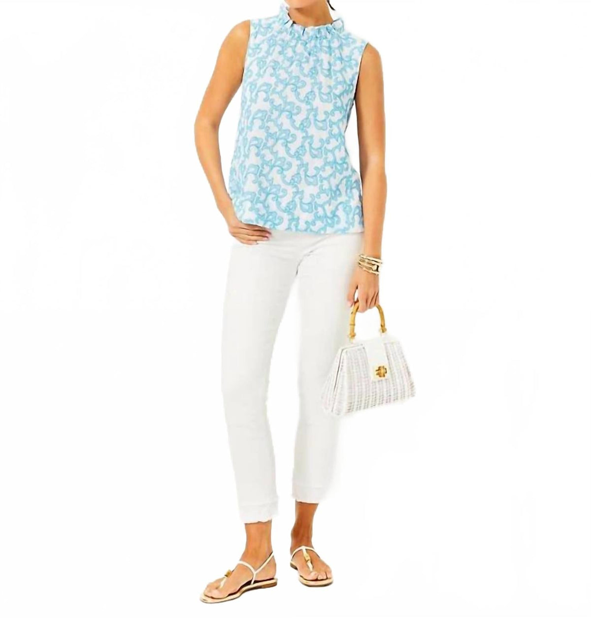Top con bordado color azul