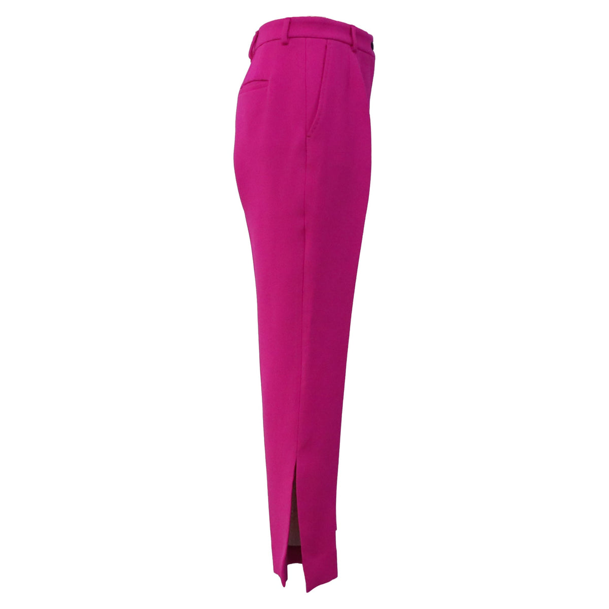 Pantalón de lana de tiro alto color rosado
