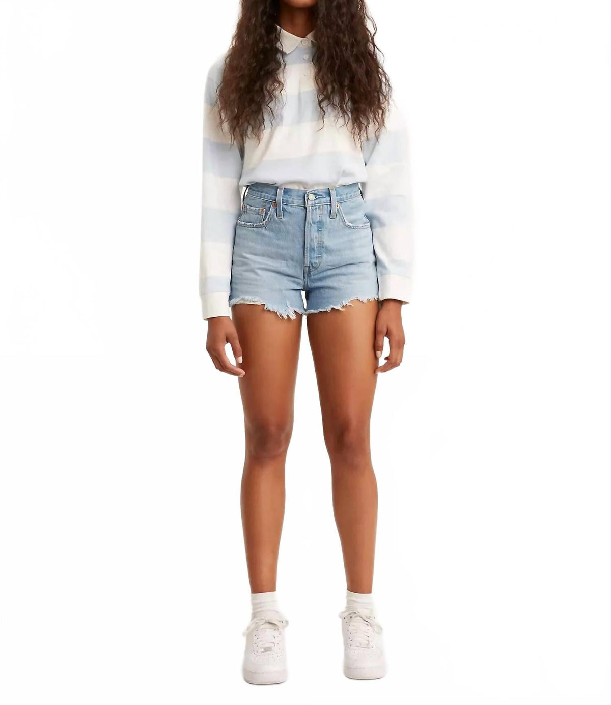 Short de tiro alto color azul