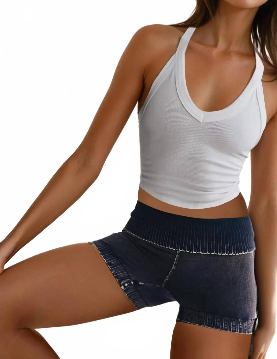 Camiseta sin mangas con cuello en V color blanco