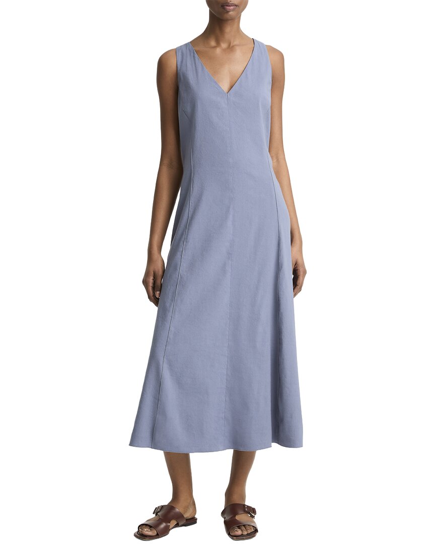 Vestido de mezcla de lino con cuello en V