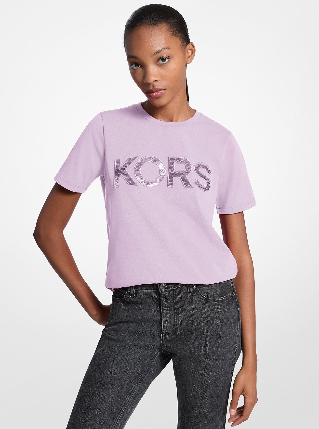 Camiseta de algodón con lentejuelas