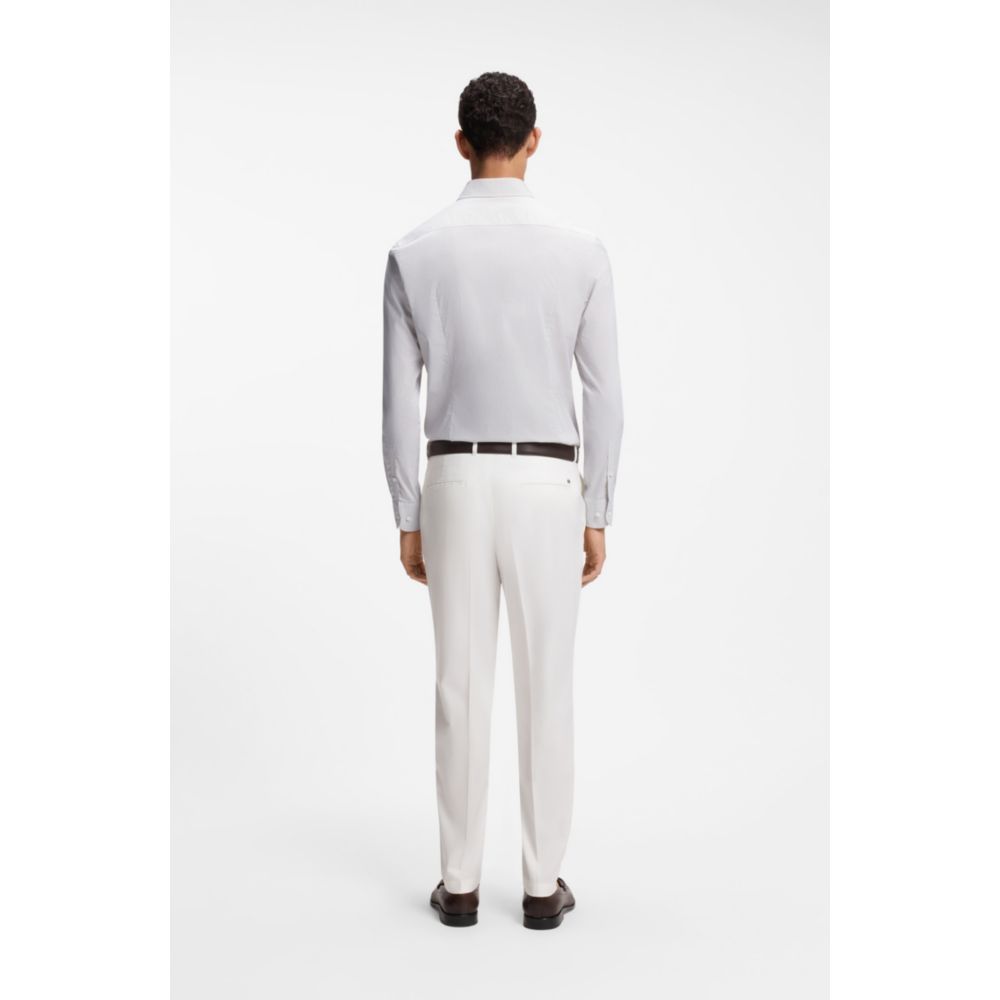 Camisa de mezcla de algodón de corte ajustado a rayas